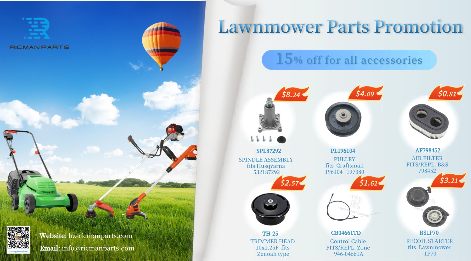 Ricman April Promotion on Lawn Mower Accessories